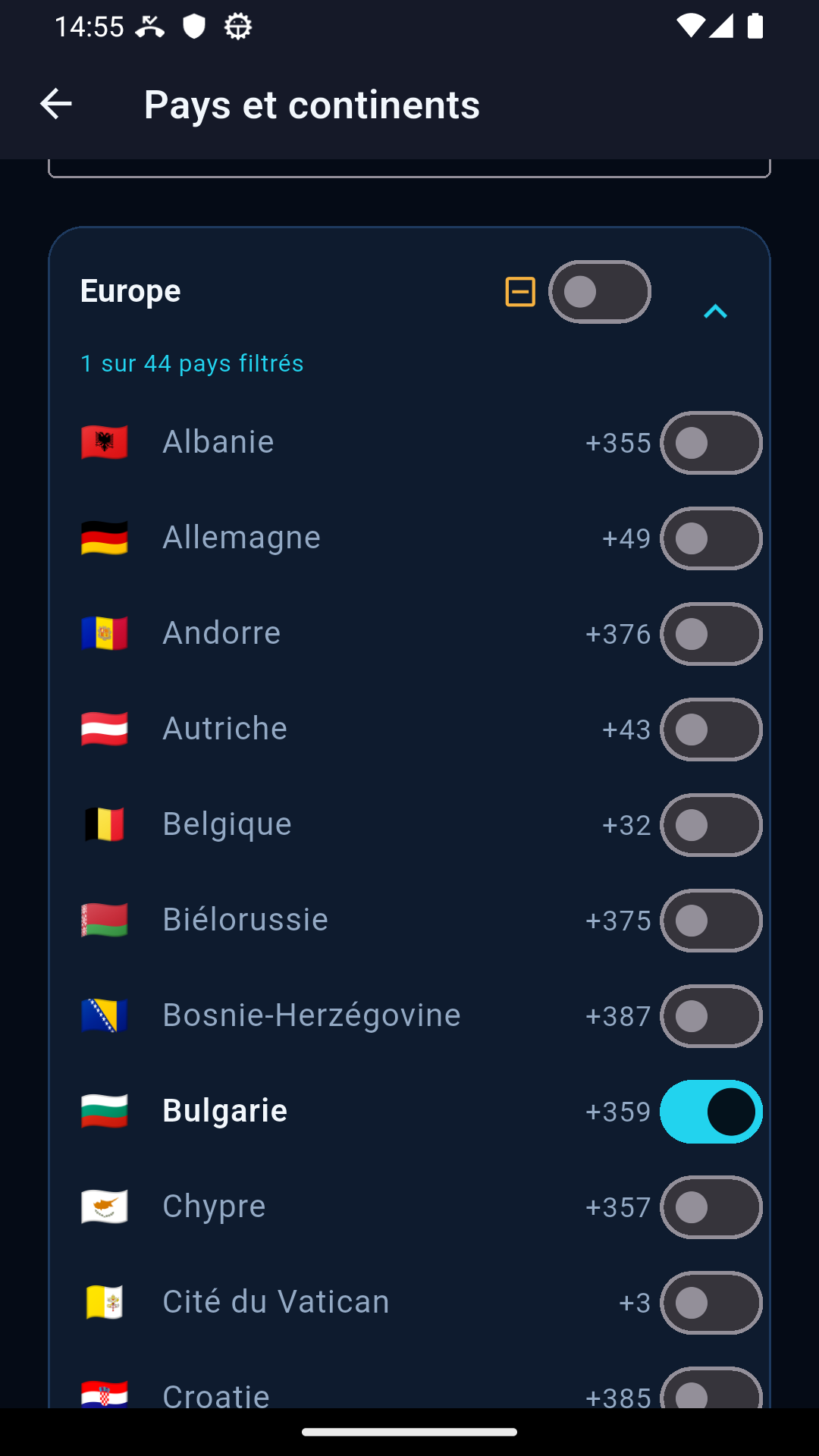 Réglage des pays et préfixes dans HeruCallStop